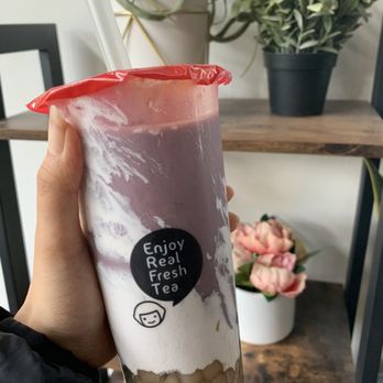 Happy Lemon - N1. UBE (Purple Yam)Black Tea w/ Taro Ball (L) - Bubble Tea Near Me - Issaquah, Washington Happy Lemon - N1. UBE (Purple Yam)Black Tea w/ Taro Ball (L) - Bubble Tea Near Me - Issaquah, Washington