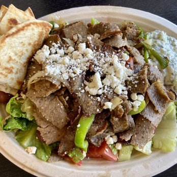 Mikonos Grill - Monster Gyros Salad - Greek Near Me - Milpitas, California Mikonos Grill - Monster Gyros Salad - Greek Near Me - Milpitas, California