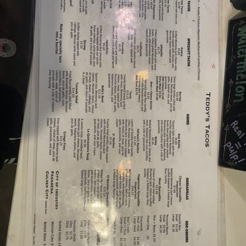 Teddy's Cocina - Menu 1/2024 - Tacos Near Me - Pasadena, California