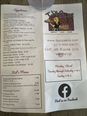 Menu photo 3 Tj's Pizzeria Winthrop, ME