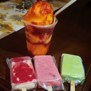 Paleteria Azteca - Mangoneada, fresas con crema, fresas, and pistachio - Desserts Near Me - Tustin, California