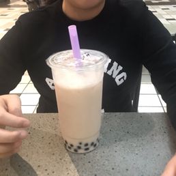 Her favorite black tea with boba and jelly! Her favorite black tea with boba and jelly!