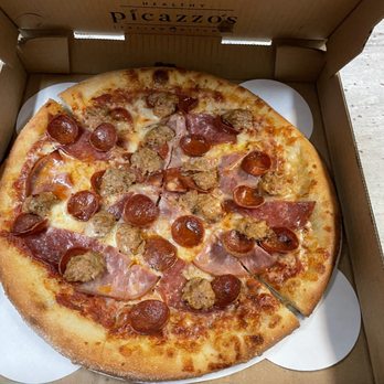 Picazzo's Healthy Italian Kitchen - Meaty Meaty Pizza - Pizza Near Me - Phoenix, Arizona Picazzo's Healthy Italian Kitchen - Meaty Meaty Pizza - Pizza Near Me - Phoenix, Arizona