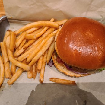 BJ's Restaurant & Brewhouse - Bacon guacamole burger and fries - Pizza Near Me - Cedar Park, Texas