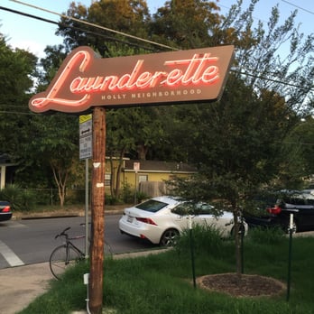 Launderette - Look for this sign tucked in on the corner. - New American Near Me - Austin, Texas