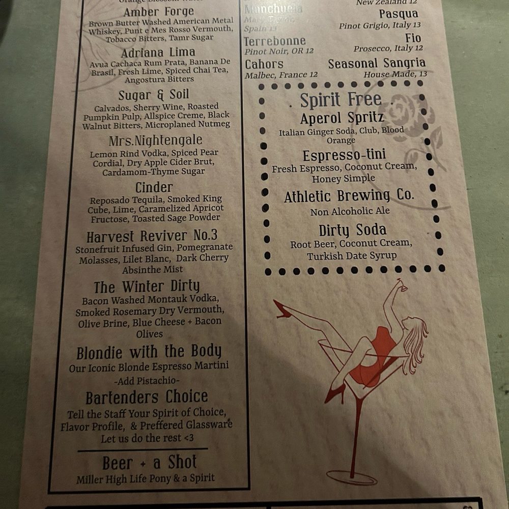 Drink menu Drink menu