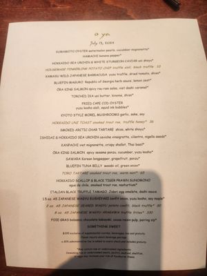 Menu photo 8 O Ya Boston, MA