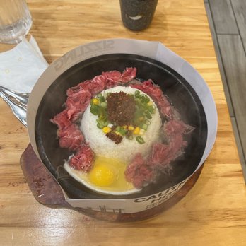 Sizzling Lunch - garlic pepper lunch - spicy ($15.50) + egg ($1) - Teppanyaki Near Me - Fremont, California