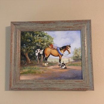 Frame Dimensions - Painting gifted to me by my grandma, recently framed with rustic wood. - Art Galleries Near Me - West Hartford, Connecticut
