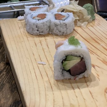 Sushi Heeya - What was left of our sushi. A cherry blossom roll and a spicy tuna roll in the back. - Japanese Near Me - Flowery Branch, Georgia Sushi Heeya - What was left of our sushi. A cherry blossom roll and a spicy tuna roll in the back. - Japanese Near Me - Flowery Branch, Georgia