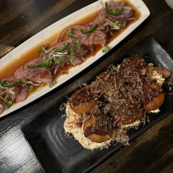 Hachi - Takoyaki and Jalapeno Yellowtail Carpaccio - Japanese Near Me - Las Vegas, Nevada Hachi - Takoyaki and Jalapeno Yellowtail Carpaccio - Japanese Near Me - Las Vegas, Nevada
