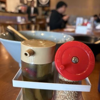 Wadaya - Vinegar used for mazemen. The other is a sesame seed dispenser. - Ramen Near Me - Fremont, California Wadaya - Vinegar used for mazemen. The other is a sesame seed dispenser. - Ramen Near Me - Fremont, California
