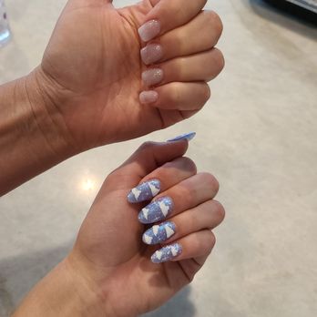 Nailand - Acrylic full set[Top hand] Dip w/ extensions full set [Bottom w design] - Nail Salons Near Me - Henderson, Nevada