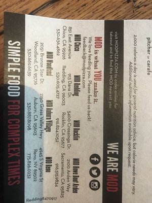 Menu photo 8 MOD Pizza Rocklin, CA