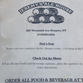 Jeremy's Ale House - Jeremy's menu - Seafood Near Me - Freeport, New York Jeremy's Ale House - Jeremy's menu - Seafood Near Me - Freeport, New York