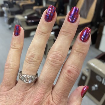 Polish Lounge Nails Spa - Memorial Day red & blue chrome! - Nail Salons Near Me - Woodstock, Georgia