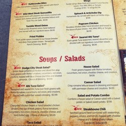 Menu - Appatizers, Soups, and Salads.