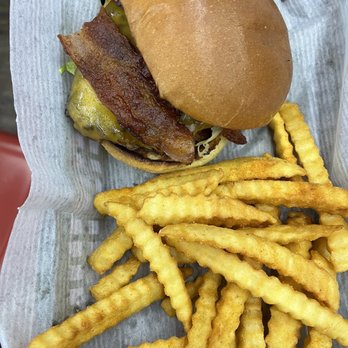 The Mann's Doghouse - Bacon cheeseburger with fries. Try the fry sauce. - Burgers Near Me - Monticello, Florida The Mann's Doghouse - Bacon cheeseburger with fries. Try the fry sauce. - Burgers Near Me - Monticello, Florida