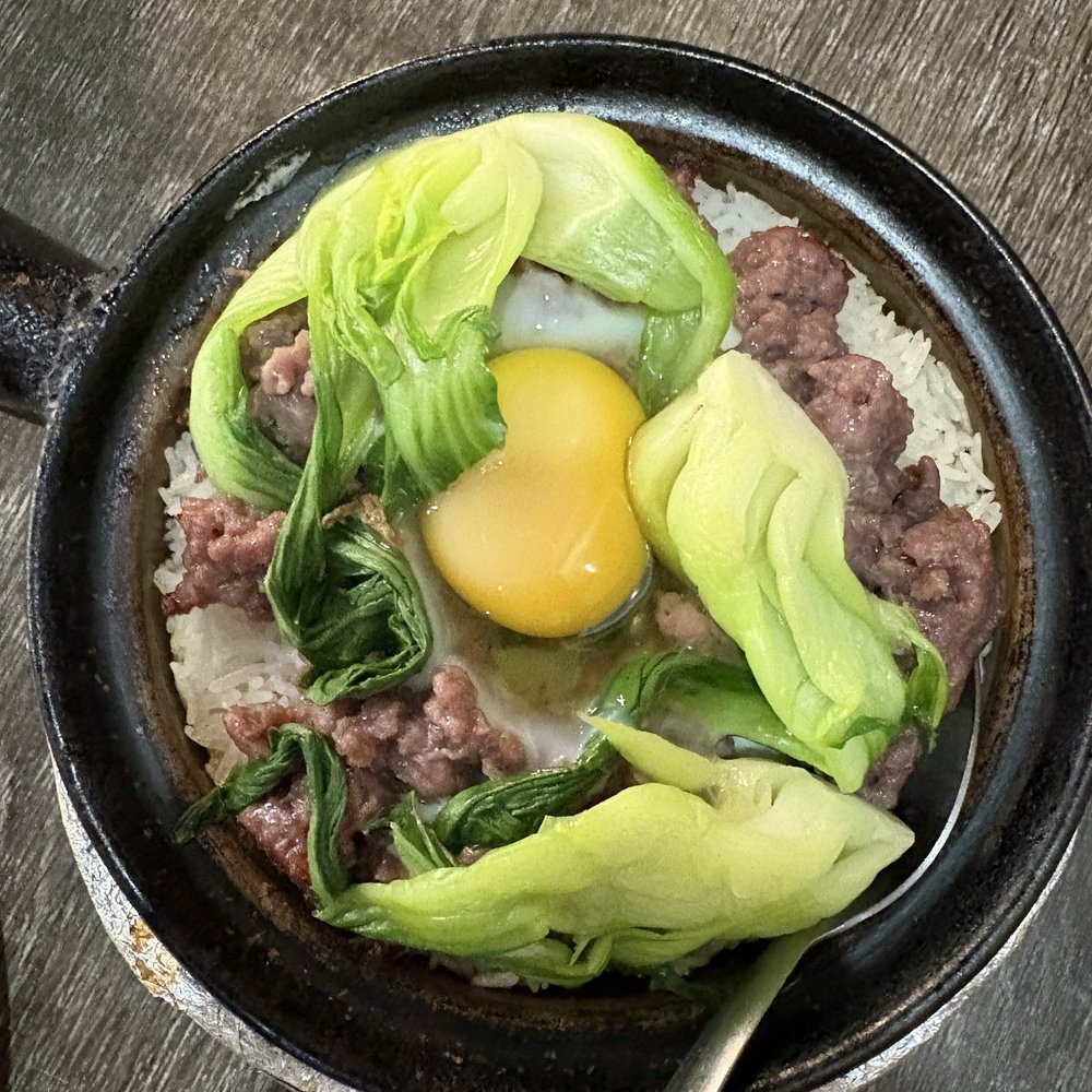 A+ Hong Kong Kitchen - P6. Minced Beef with Fresh Egg Rice Stone Pot - Cantonese Near Me - Seattle, Washington A+ Hong Kong Kitchen - P6. Minced Beef with Fresh Egg Rice Stone Pot - Cantonese Near Me - Seattle, Washington