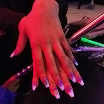 Diamond 3D Nails - Under a black light so they look pink - Nail Salons Near Me - Azusa, California