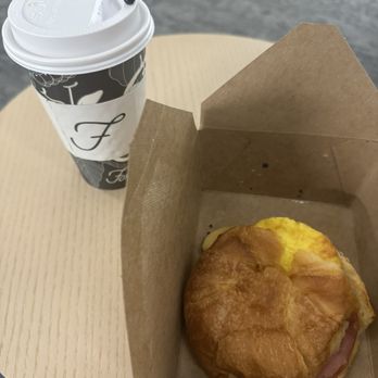 Foxtail Coffee - Caffe Latte with skim milk, sugar free vanilla and lavender bitters with an Egg, Ham, and Cheese Croissant - Coffee Roasteries Near Me - Ponte Vedra Beach, Florida Foxtail Coffee - Caffe Latte with skim milk, sugar free vanilla and lavender bitters with an Egg, Ham, and Cheese Croissant - Coffee Roasteries Near Me - Ponte Vedra Beach, Florida