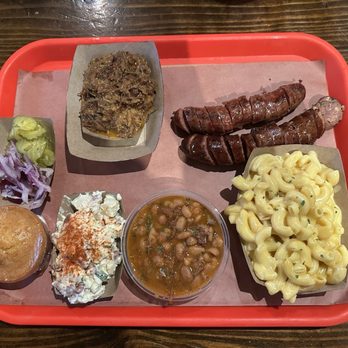 Terry Black's Barbecue - Chopped beef, sausage, potato salad, beans, mac and cheese - Barbeque Near Me - Austin, Texas Terry Black's Barbecue - Chopped beef, sausage, potato salad, beans, mac and cheese - Barbeque Near Me - Austin, Texas