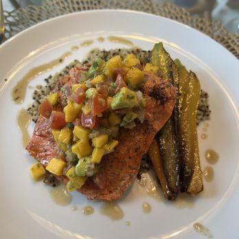 Tasty By Maria - Salmon mango salsa, rainbow carrots, lemon quinoa. - Personal Chefs Near Me Tasty By Maria - Salmon mango salsa, rainbow carrots, lemon quinoa. - Personal Chefs Near Me