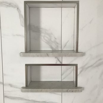 Hinshaw Custom Tile - Custom niche with marble sills - Tiling Near Me - Dunn, North Carolina Hinshaw Custom Tile - Custom niche with marble sills - Tiling Near Me - Dunn, North Carolina