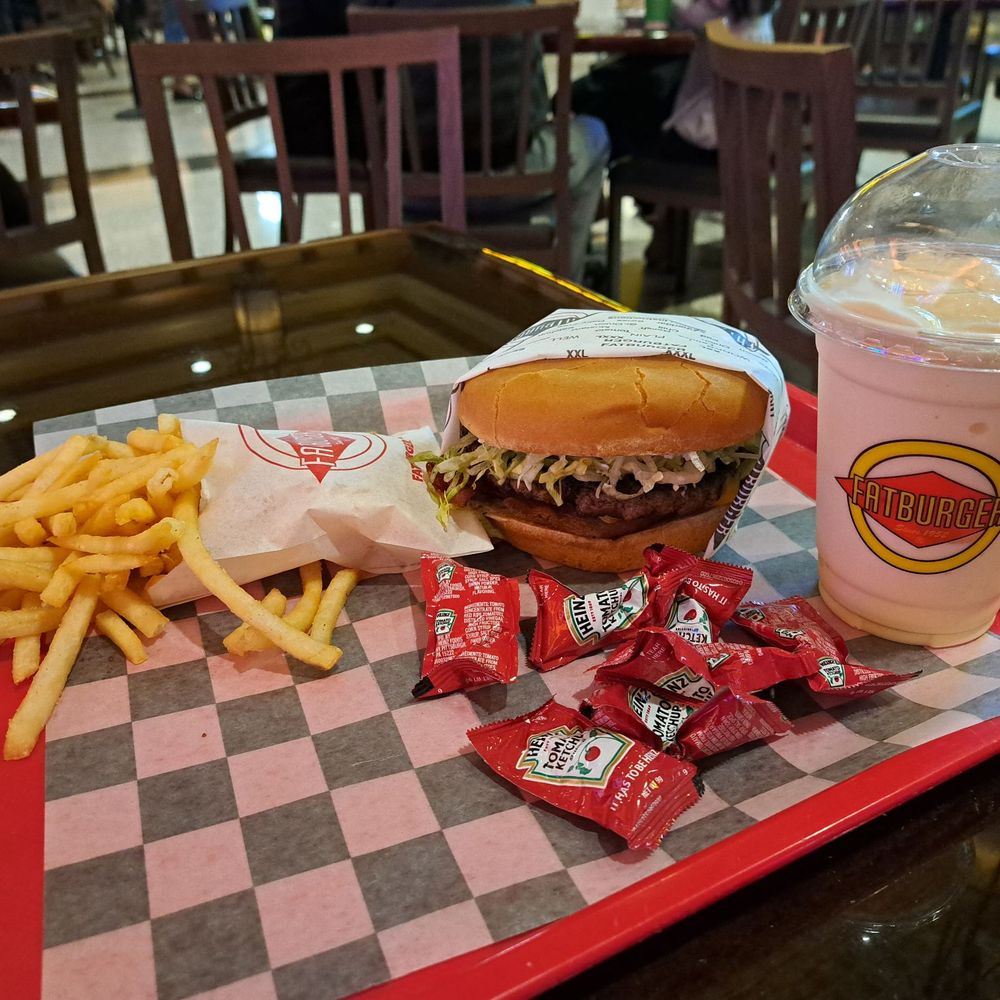 Fatburger - $16.99 Large Kingburger combo with Skinny Fries + $2 Milkshake upgrade + $1.25 Bacon add-on. - Burgers Near Me - Lincoln, California Fatburger - $16.99 Large Kingburger combo with Skinny Fries + $2 Milkshake upgrade + $1.25 Bacon add-on. - Burgers Near Me - Lincoln, California