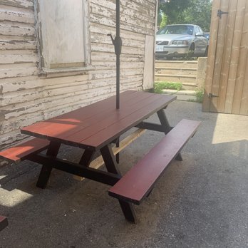 Fearless Meat - Good patio with about 4 large picnic tables like this - Burgers Near Me - Toronto, Ontario
