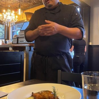 The Grove - Chef Gus describing his incredible Duck Confit creation - Cocktail Bars Near Me - Penngrove, California