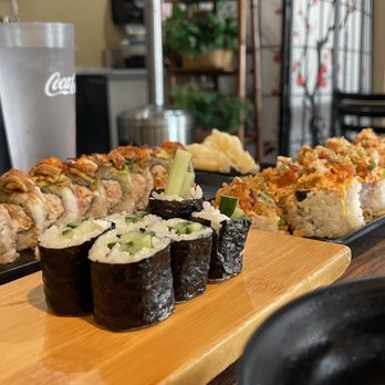 Aloha Sushi - a long row of sushi - Sushi Bars Near Me - Folsom, California