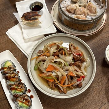 East Asian Kitchen - Avocado eel roll, dumpling platter, tangsuyuk pork - Sushi Bars Near Me - Albuquerque, New Mexico