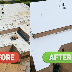 Commercial Flat Roof Company - Commercial Before & After - Full Roof Silicone Restoration Service