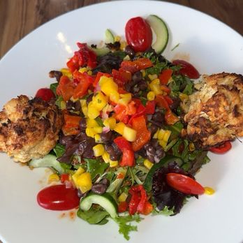 Jaco's Bayfront Bar & Grille - Crab Cake Salad - American Near Me - Pensacola, Florida Jaco's Bayfront Bar & Grille - Crab Cake Salad - American Near Me - Pensacola, Florida