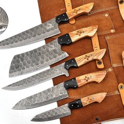El Gauchos Beef Jerky - Damascus chef set a/ Olive wood handles