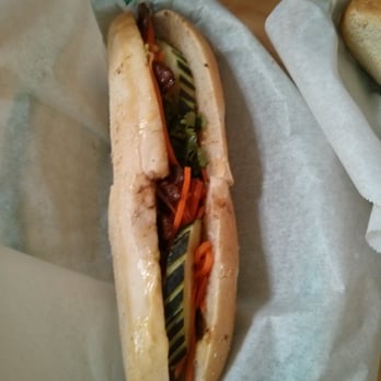 Phở Dollar - Bánh mì with pork. The photo did not properly capture the delicious, succulent pork. - Vietnamese Near Me - Buffalo, New York
