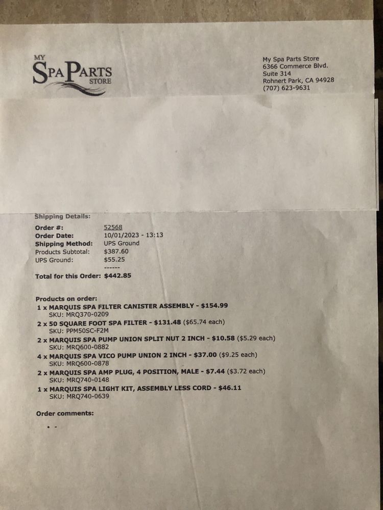 MY SPA PARTS STORE Updated August 2024 Rohnert Park, California