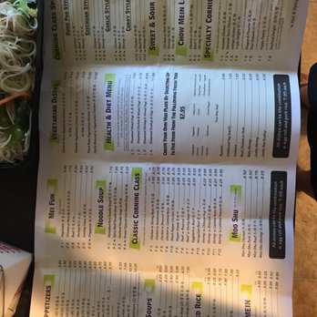 Corning Class - a menu and a salad - Asian Fusion Near Me - Corning, New York