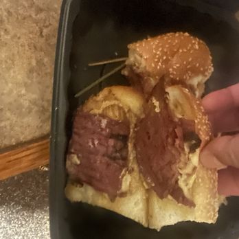 Dosan A Social Eatery - Pastrami in a hoagie roll. Looks microscopic between the buns. - New American Near Me - Clovis, California