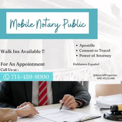 Westcliff Properties - Mobile Notary Public Come give us a call or a visit ‼

211 N. Sycamore St.
Santa Ana,Ca 92701
714-459-8000