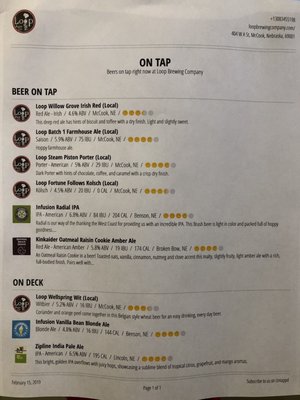 Menu photo 1 Loop Brewing Company McCook, NE