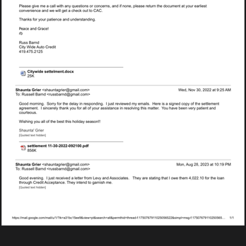 City Wide Auto Credit - they are now ignoring my calls and emails - Used Car Dealers Near Me - Toledo, Ohio City Wide Auto Credit - they are now ignoring my calls and emails - Used Car Dealers Near Me - Toledo, Ohio