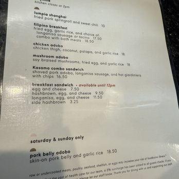 Kasama - Lunch menu as of October 2024 - Filipino Near Me - Chicago, Illinois
