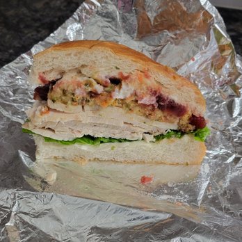 Hidden Kitchen Route 80 - Gobbler - turkey, stuffing, cranberry sauce, lettuce, mayo on a roll. - Breakfast & Brunch Near Me - North Branford, Connecticut Hidden Kitchen Route 80 - Gobbler - turkey, stuffing, cranberry sauce, lettuce, mayo on a roll. - Breakfast & Brunch Near Me - North Branford, Connecticut