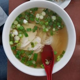 My chicken and rice noodle soup.