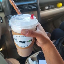 Chocolate egg cream with pretzel Chocolate egg cream with pretzel