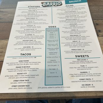 Barrio Modern Mexican Cuisine - Menu 1 brunch - Tacos Near Me - Madison, Alabama Barrio Modern Mexican Cuisine - Menu 1 brunch - Tacos Near Me - Madison, Alabama