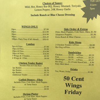 HalfTime Wing Hut - the menu for the restaurant - Chicken Wings Near Me - Dublin, Georgia