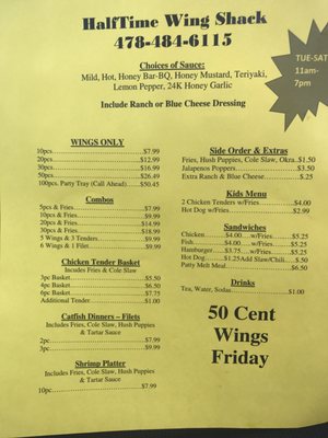 Menu photo 2 HalfTime Wing Hut Dublin, GA